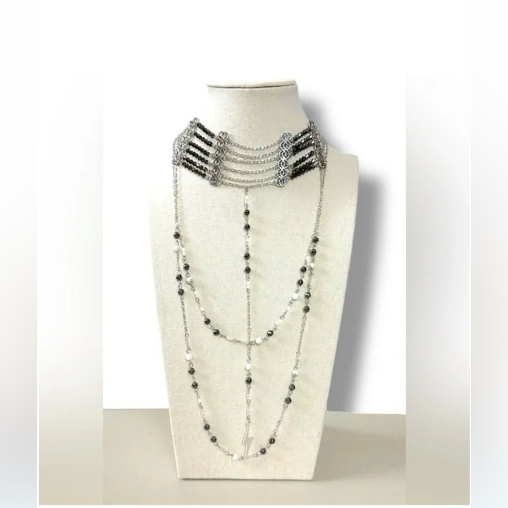 Free People NWT Silver Layered Necklace Set